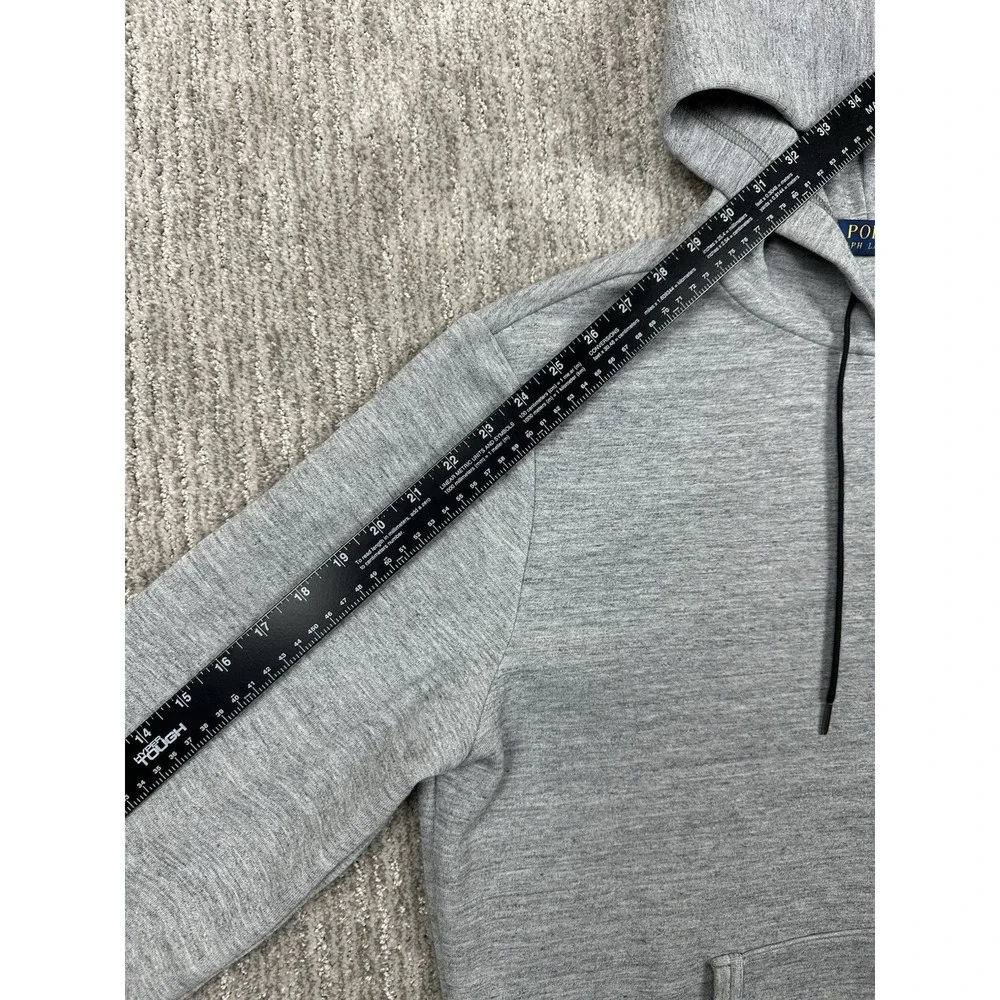 Polo Ralph Lauren Hoodie Men Large Gray Double Knit Tech Fleece Full Zip Pockets